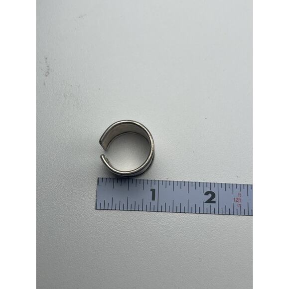 Hammered Band Sterling Silver Ring Adjustable Size 8 or 9 - Picture 2 of 11